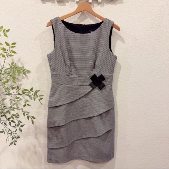 Connected Petite Black & White Houndstooth Print Short Dress Preowned Size 8P - Picture 2 of 9